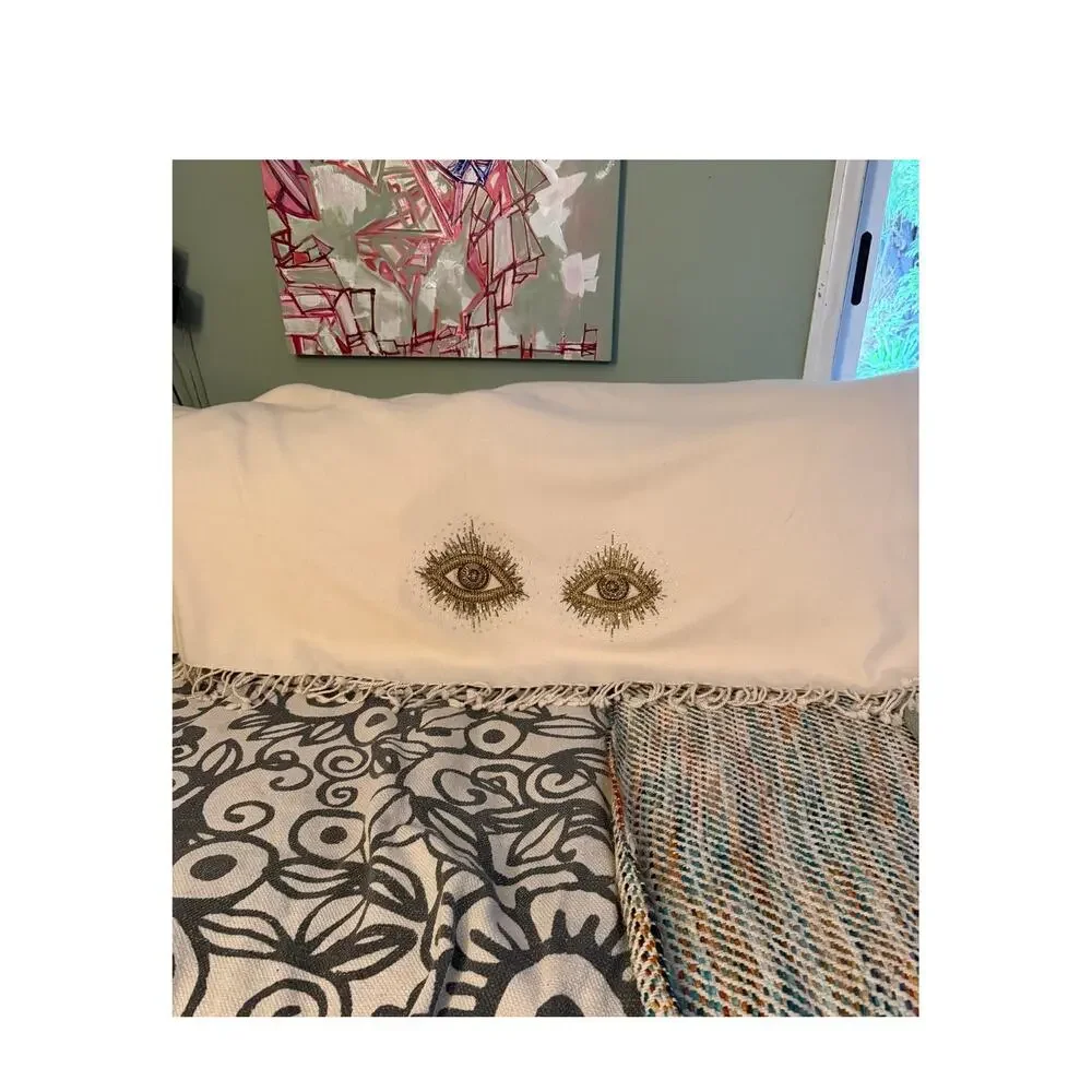 JONATHAN ADLER BEADED MUSE EYES EMBELLISHED THROW BLANKET